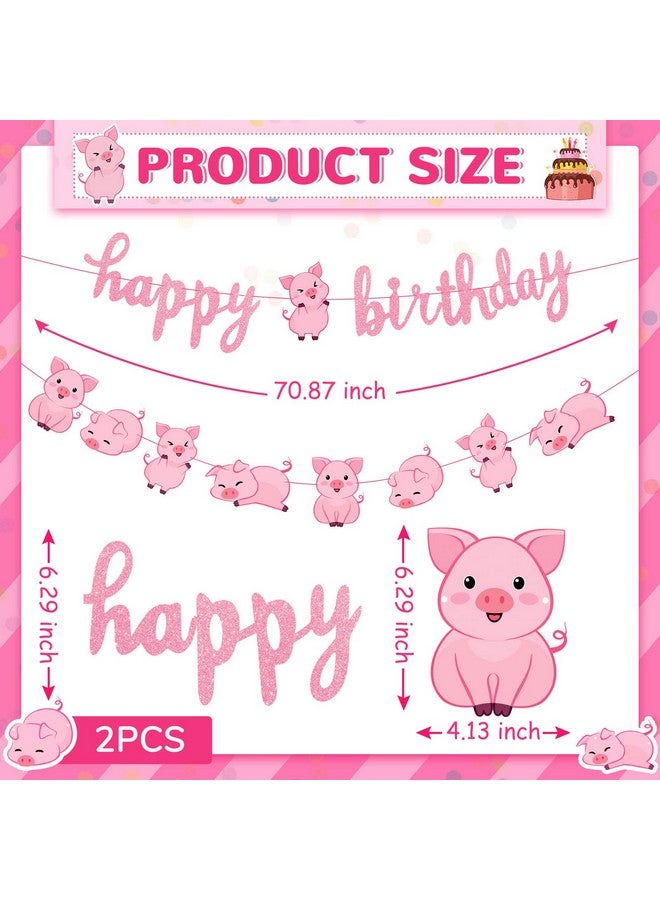 Zomiboo 36 Pc Pig Birthday Party Decorations - Pink Pig Farm Animal Banner, Latex & Foil Balloons for Baby Shower & Party Supplies - Image 2