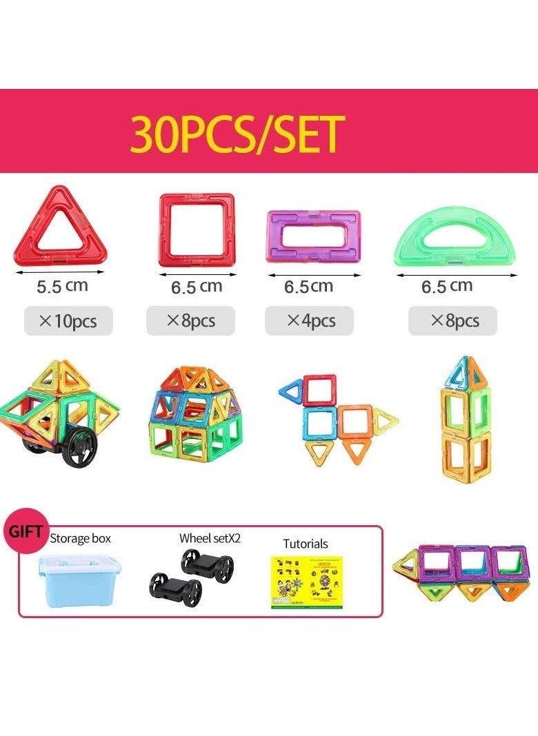 30 Pcs Magnetic Building Tiles, Magnetic Blocks Toys, 3D Toys Preschool Building Toys Gifts, Multi Color Educational and Training Toys, Magnetic Constructors Building Blocks Sets