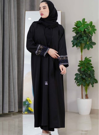 Abaya with hand embroidery inserts
