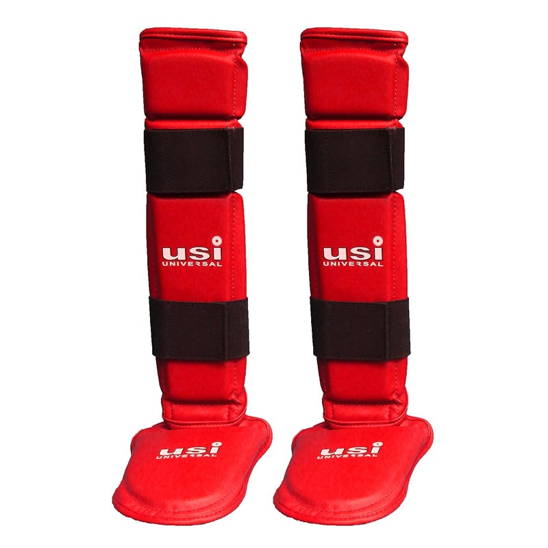 USI UNIVERSAL SHIN Pads with Instep (850) (M, Red) - Image 1