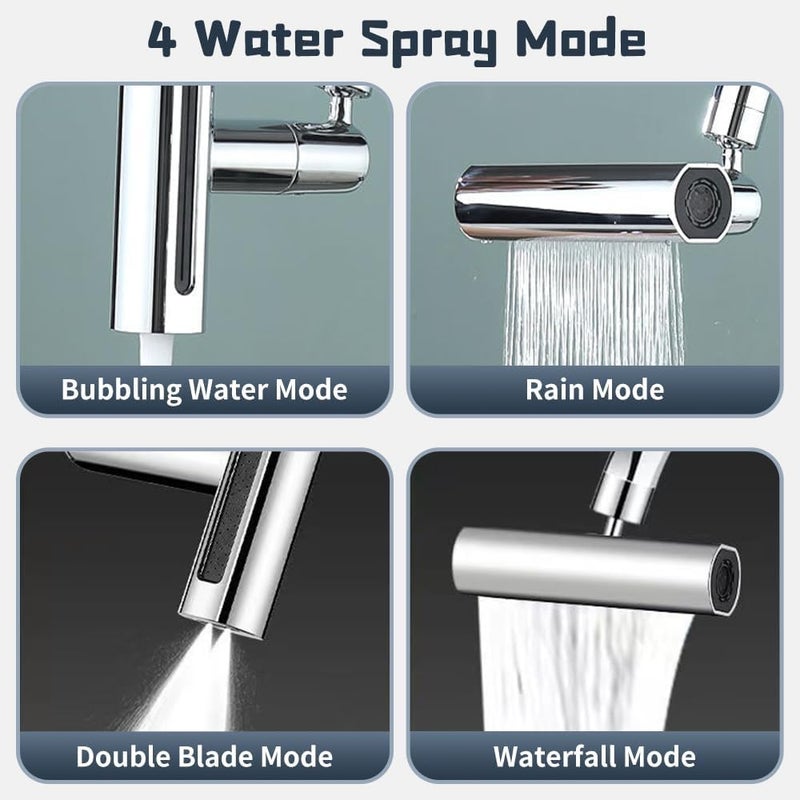 Whixant Waterfall Kitchen Faucet with PullOut Sprayer Kitchen Faucet with Sprayer 4Mode 304 Stainless Steel 360 Swivel Kitchen Sink Faucet High Arc Single Hole Sink Faucet - Image 5