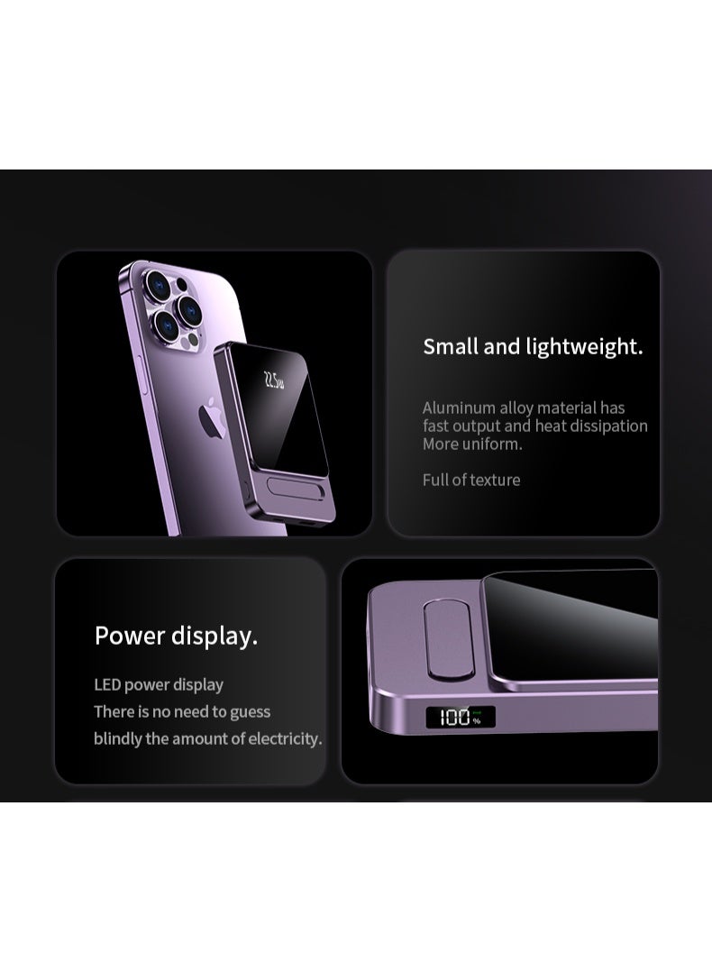 أيه بي جي بنك طاقة لاسلكي (2 في 1) بسعة 10000 مللي أمبير، شحن سريع بقدرة 22.5 واط، مزود بشاشة رقمية وحامل مدمج - متوافق مع الشحن السلكي واللاسلكي لأجهزة iPhone وSamsung وHuawei وXiaomi وOppo وVivo وXiaomi - Image 3