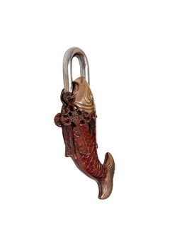 Dattatreya Dattatreya Brass Fish Lock Antique Style Decorative Padlock with Key Showpiece for Home and Decor Height 7 Inch  - Image 4