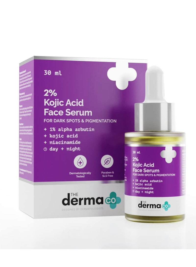 The Derma Co 2% Kojic Acid Face Serum I With 1% Alpha Arbutin & Niacinamide I For Dark Spots & Pigmentation I Anti-Pigmentation Face Serum For All Skin types - 30ml - Image 1