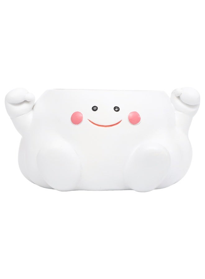 بيرام أصيص زهور بتصميم غيوم بيرم مصنوع من مادة البولي راتنج على شكل سحابة مبتسمة لطيفة، مزهرية صغيرة مزخرفة، ديكور مكتب منزلي داخلي وخارجي، حامل أقلام رصاص، مجموعة أدوات نشر