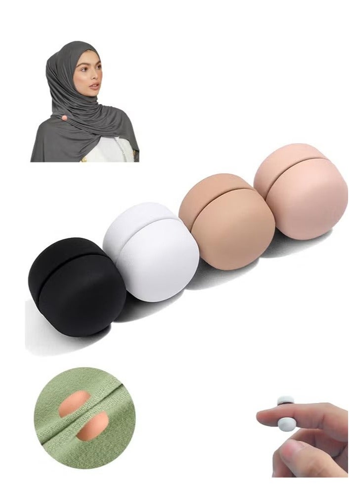 Strong Magnetic Hijab Pins, 4 Pack Powerful Hijab Magnets Multi-Use Pinless Hijab Magnetic Pins, Colorful Magnet Pins Scarf Magnetic Pin No-Snag Brooch Clasp for Clothes Dress Scarves (Matte) - Image 1