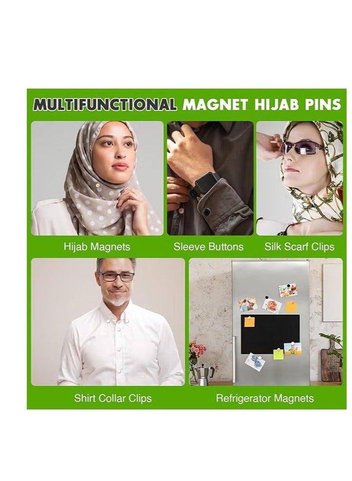 Strong Magnetic Hijab Pins, 4 Pack Powerful Hijab Magnets Multi-Use Pinless Hijab Magnetic Pins, Colorful Magnet Pins Scarf Magnetic Pin No-Snag Brooch Clasp for Clothes Dress Scarves (Matte) - Image 2