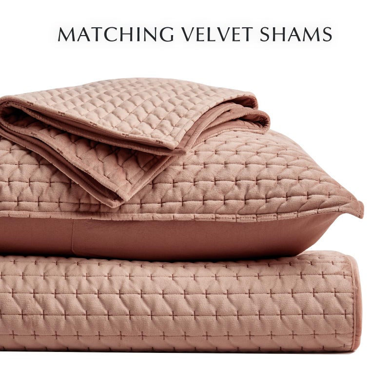 EverGrace Luxury Velvet Quilt Set Queen Size 3 Piece, Soft Cross-Stitch Velvet Comforter Set with Pillow Shams, Lightweight Coverlet Bedspread Bedding Set for All Seasons, Terracotta Clay - Image 5