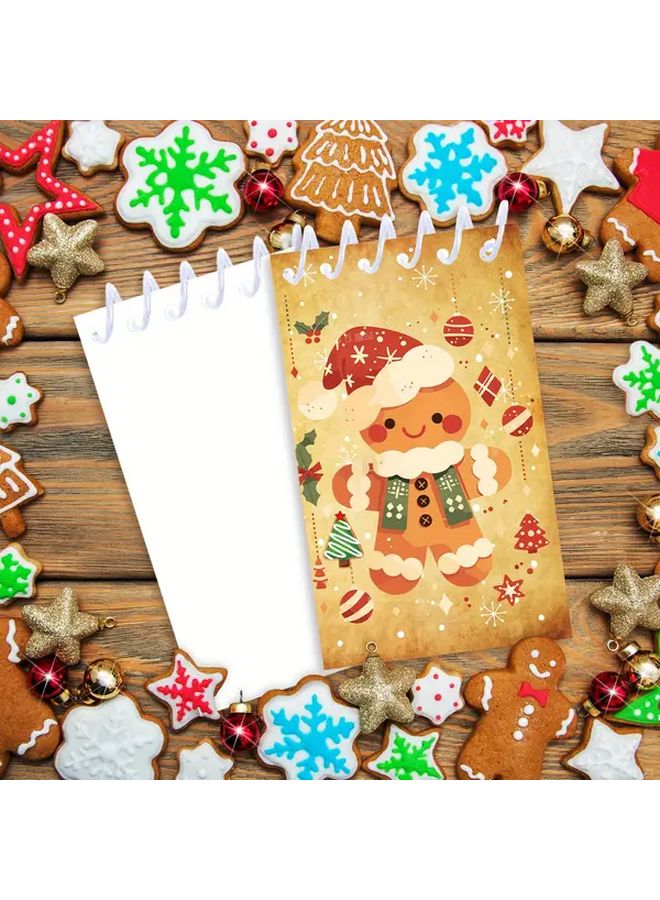 8pcs Mini Christmas Spiral Notebooks Gingerbread Theme Memo Pads Holiday Party Favors Stocking Stuffers - Image 4