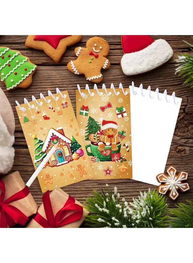 8pcs Mini Christmas Spiral Notebooks Gingerbread Theme Memo Pads Holiday Party Favors Stocking Stuffers - Image 3