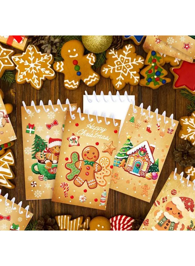 8pcs Mini Christmas Spiral Notebooks Gingerbread Theme Memo Pads Holiday Party Favors Stocking Stuffers - Image 5