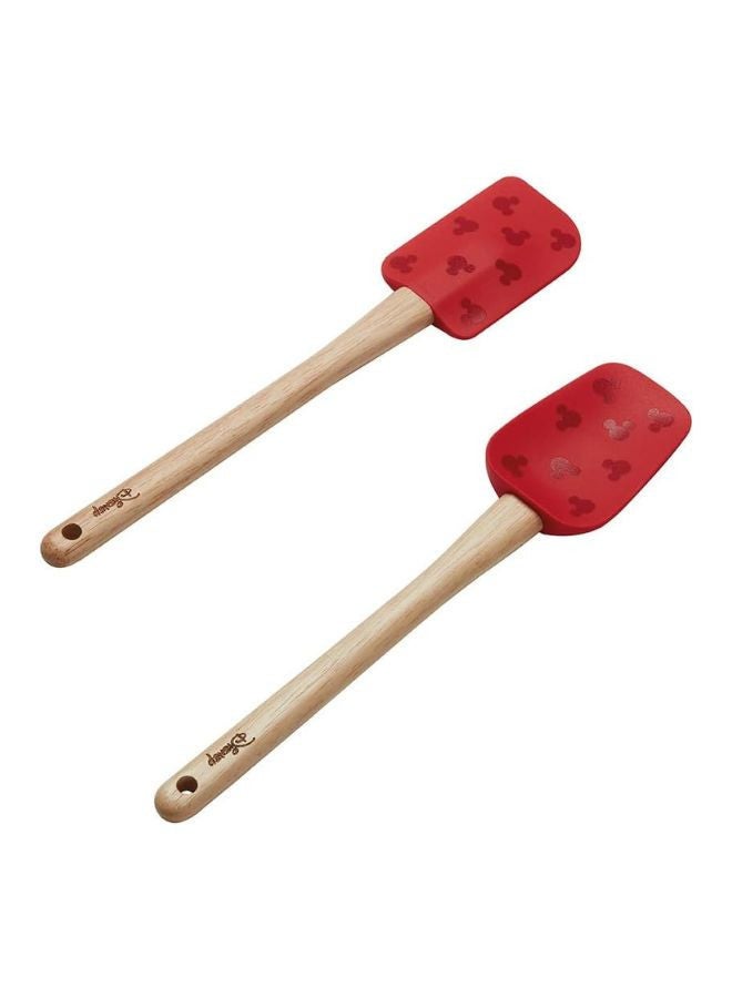 Prestige New Disney Bake with Mickey Mouse Silicone Spatula Set of 2 with Wooden Handles, Spoonula & Spatula for Non Stick Pans, 29cm - Image 1