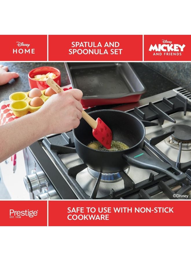 Prestige New Disney Bake with Mickey Mouse Silicone Spatula Set of 2 with Wooden Handles, Spoonula & Spatula for Non Stick Pans, 29cm - Image 4