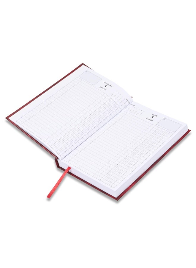 FIS 2026 Diary, French A5 Diary Size(148x210mm), Hard Cover Vinyl Materials, French Language, 60gsm White Paper, Maroon Color-FSDI29FR26MR - Image 4