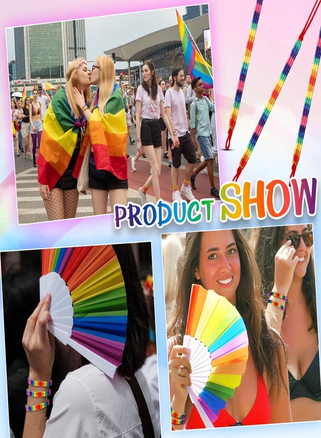 Highergo 100 Pack Rainbow Gay Pride Bracelet Handmade LGBTQ Braided Adjustable Bracelet Gay Pride Gifts Lesbian Wristband Jewelry - Image 3