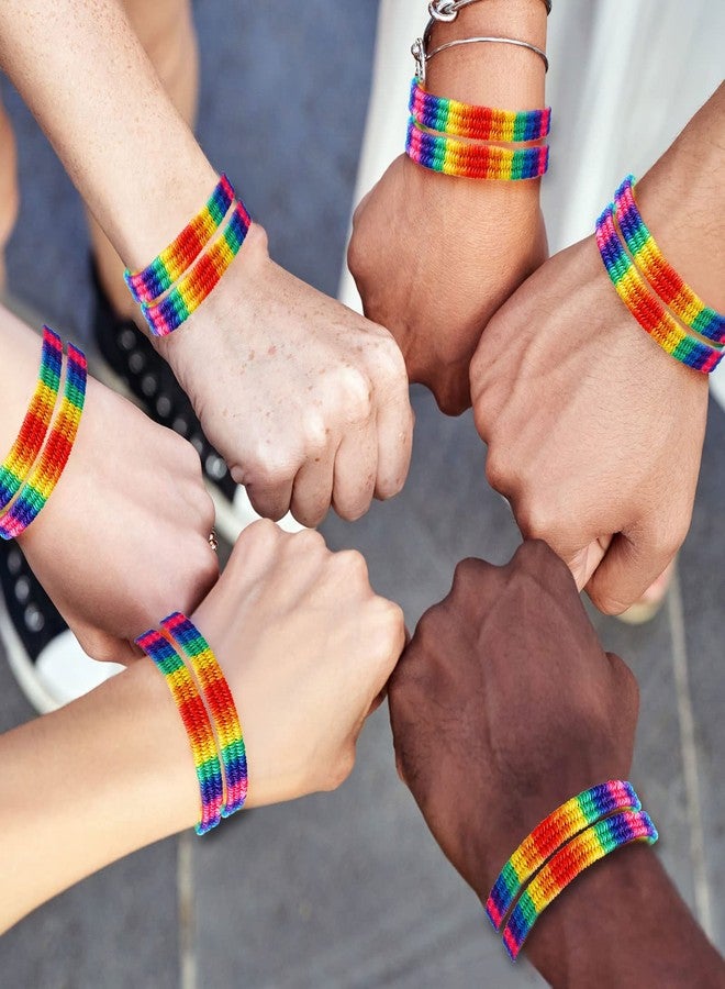 Highergo 100 Pack Rainbow Gay Pride Bracelet Handmade LGBTQ Braided Adjustable Bracelet Gay Pride Gifts Lesbian Wristband Jewelry - Image 4