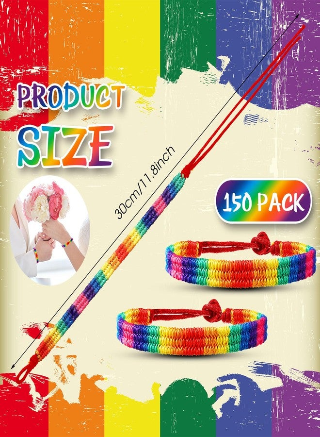 Highergo 100 Pack Rainbow Gay Pride Bracelet Handmade LGBTQ Braided Adjustable Bracelet Gay Pride Gifts Lesbian Wristband Jewelry - Image 2