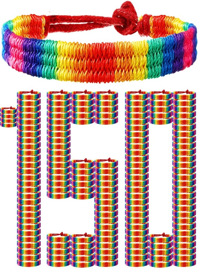 Highergo 100 Pack Rainbow Gay Pride Bracelet Handmade LGBTQ Braided Adjustable Bracelet Gay Pride Gifts Lesbian Wristband Jewelry - Image 1