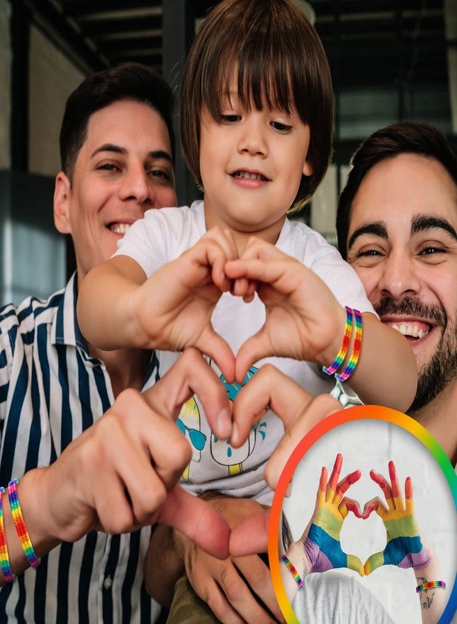 Highergo 100 Pack Rainbow Gay Pride Bracelet Handmade LGBTQ Braided Adjustable Bracelet Gay Pride Gifts Lesbian Wristband Jewelry - Image 5