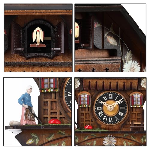 Kintrot Cuckoo Clock Traditional Black Forest Handcrafted Wooden Quartz Wall Clock with 12 Melodies - Image 3