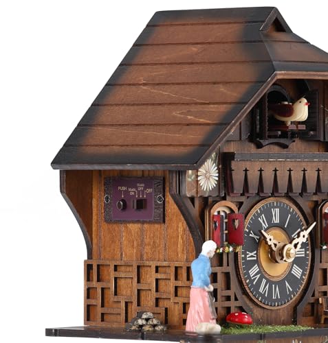 Kintrot Cuckoo Clock Traditional Black Forest Handcrafted Wooden Quartz Wall Clock with 12 Melodies - Image 4