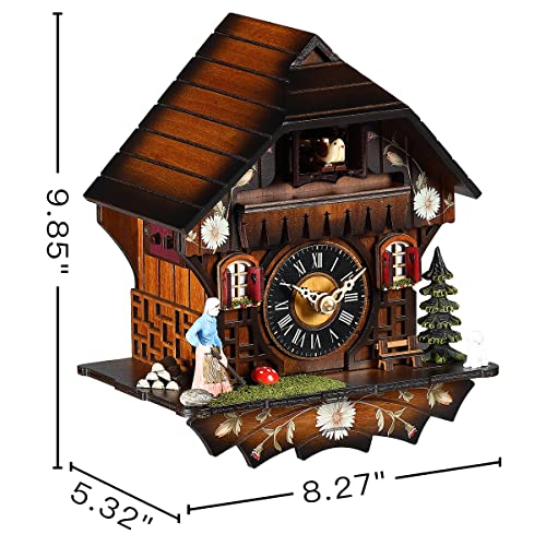 Kintrot Cuckoo Clock Traditional Black Forest Handcrafted Wooden Quartz Wall Clock with 12 Melodies - Image 5