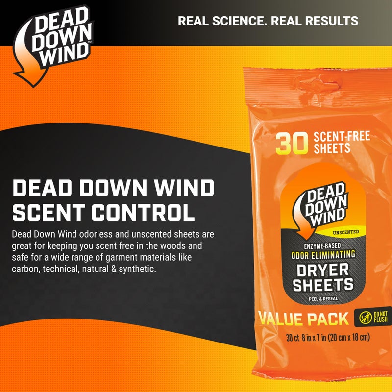 dead down wind أوراق تجفيف قاتلة للرائحة من DEAD DOWN WIND (30 قطعة) - ورقة إزالة الروائح - مزيلات رائحة الصيد المتينة - معدات غسيل الصيد المتقدمة - Image 2