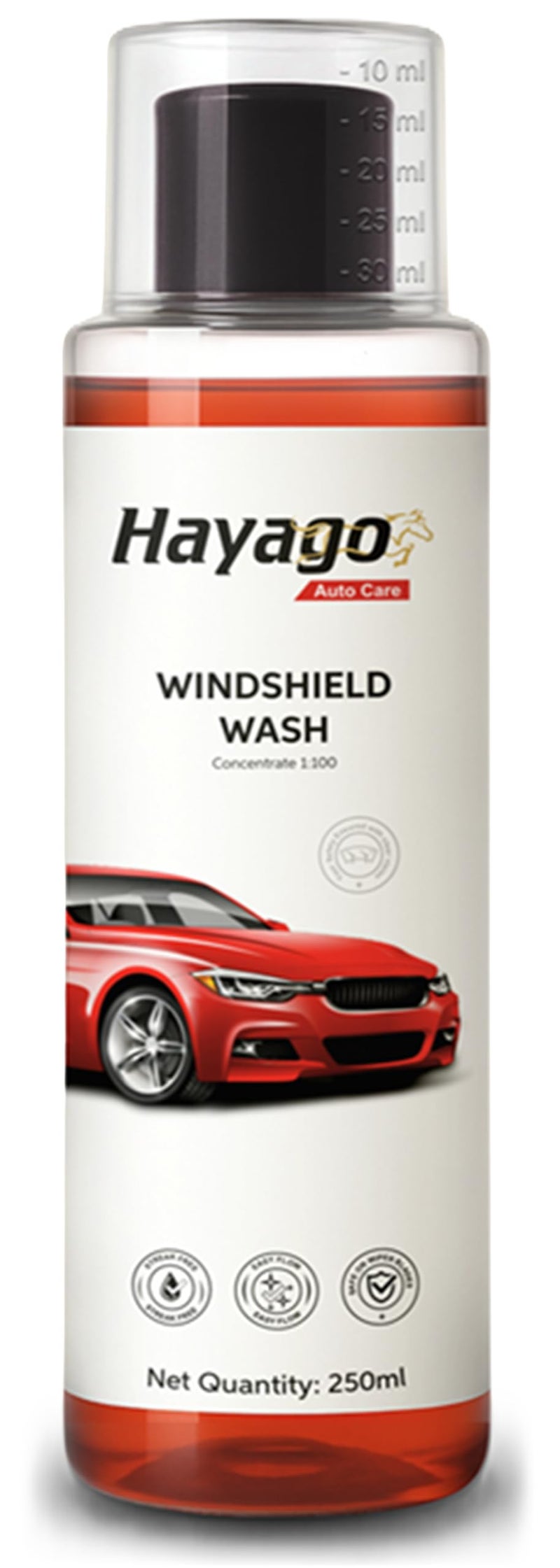 Hayago - All-Season Windscreen Washer Fluid Concentrate for Car(250ml) | (20mL Enough For 1L Tank) | Hard Stain, Grime, Bugs and Dirt Remover | Anti-Freeze and Streak-Free Shine for Car Windscreens - Image 1
