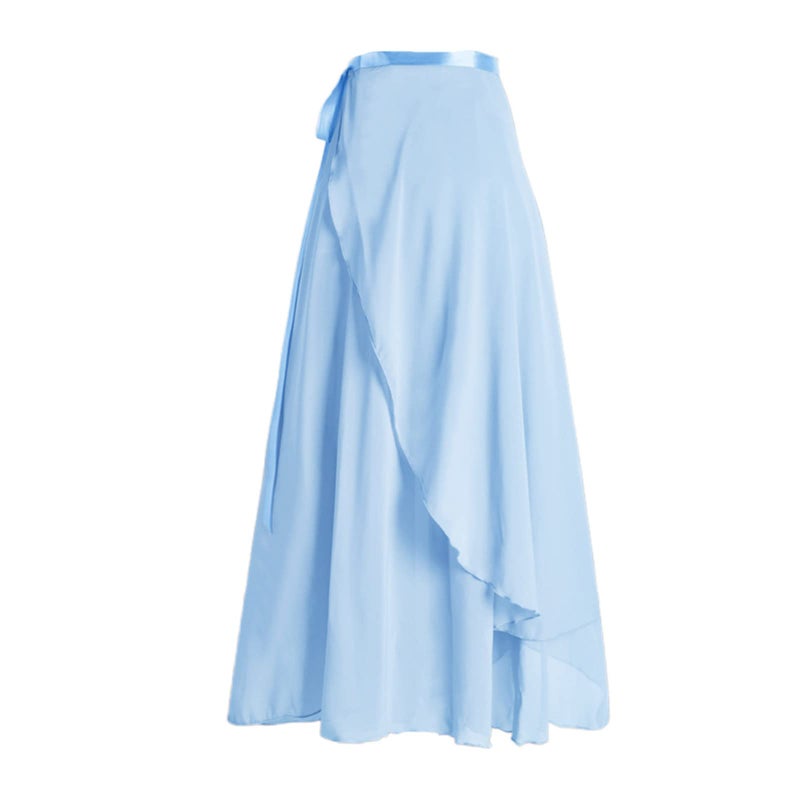 HEYXI Women Wrap Dance Skirt Girls Long Dance Skirt Ballet Wrap Skirt Dance Skate Over Scarf Skirt Dancewear Light Blue - Image 1