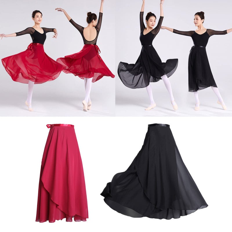 HEYXI Women Wrap Dance Skirt Girls Long Dance Skirt Ballet Wrap Skirt Dance Skate Over Scarf Skirt Dancewear Light Blue - Image 2