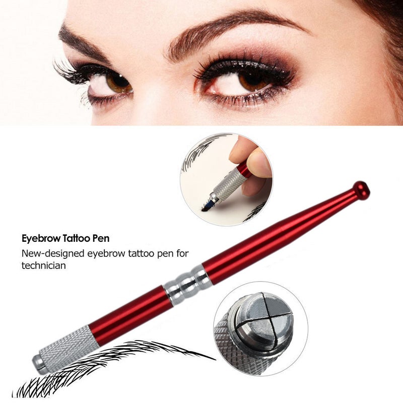 Eyebrow Tattoo Permanent Makeup Set Microblading Kit with Needles Manual Tattoo Pen Eyebrow Pigment Ink Cup Ring Practice Skin Repairing Cream - Image 3