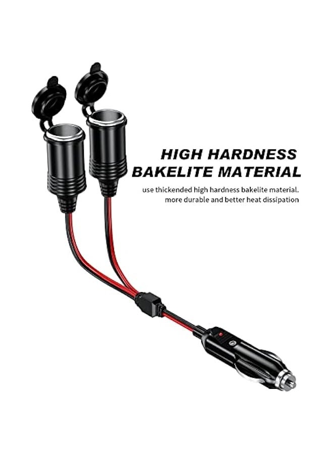 1 to 2 Car Cigarette Lighter Splitter Adapter, 2 Way Cigarette Lighter Extension Cord, 12v 24v Plug Socket Power Charger Adapter, Male Plug to Female Socket Extension Cable - Image 3