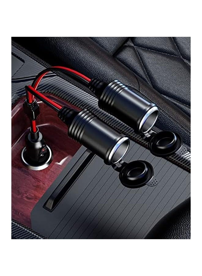 1 to 2 Car Cigarette Lighter Splitter Adapter, 2 Way Cigarette Lighter Extension Cord, 12v 24v Plug Socket Power Charger Adapter, Male Plug to Female Socket Extension Cable - Image 2