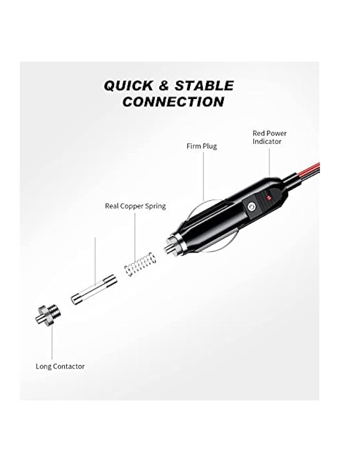 1 to 2 Car Cigarette Lighter Splitter Adapter, 2 Way Cigarette Lighter Extension Cord, 12v 24v Plug Socket Power Charger Adapter, Male Plug to Female Socket Extension Cable - Image 4