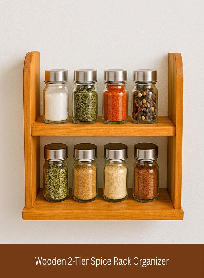 AB SALES 2-Tier Spice Rack Organizer – Solid Wood, Reddish Orange, Floating Shelf for Kitchen Countertops (40x30x14cm) – Durable, Non-Slip, Easy Assembly - Image 5