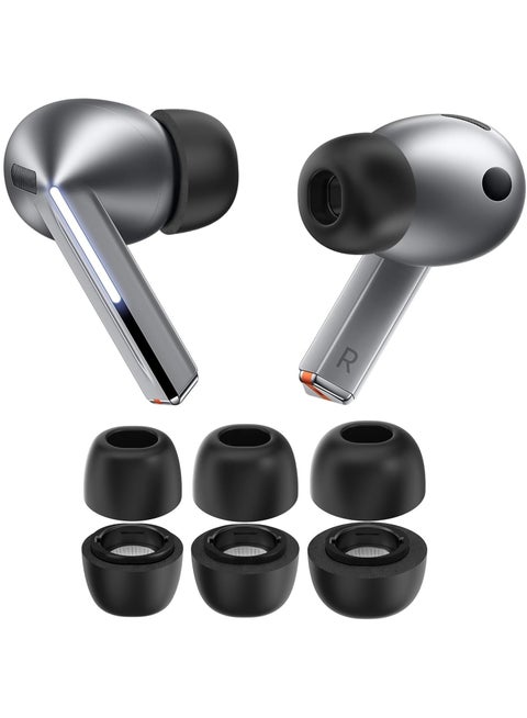 Memory Foam Earbuds Tips Compatible with Samsung Galaxy Buds 3 Pro, 3 Pairs S/M/L Size, Black, with Dust and Noise Filter