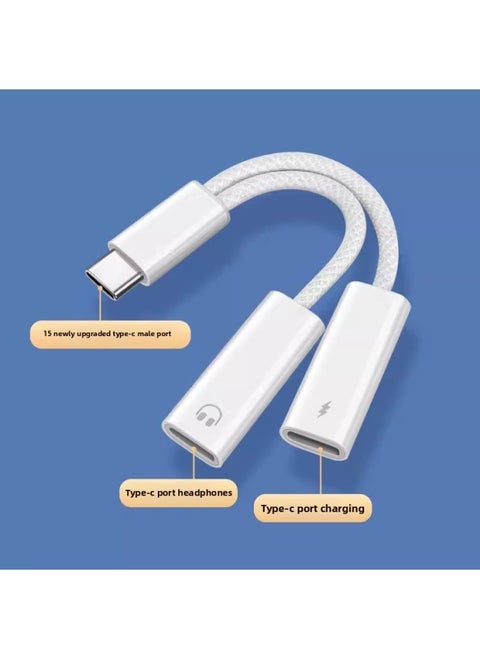 Lightning To Type C Lightning USB-C Converter 2-in -1 Adapter For Iphone15 Earphone Cable-Interface Form:type C Headset Type C Charging