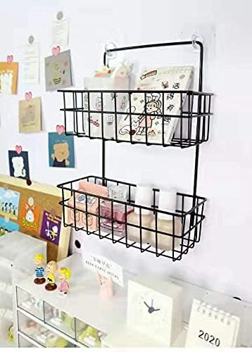 VIRANGNA ENTERPRISE VIRANGNA ENTERPRISE 2 Layer Metal Wire Rack Multipurpose Kitchen Bathroom Shelf Wall Decorative Storage Rack Magic Sticker Rack Shelf Metal Basket 2 Layer Multicolor  - Image 2