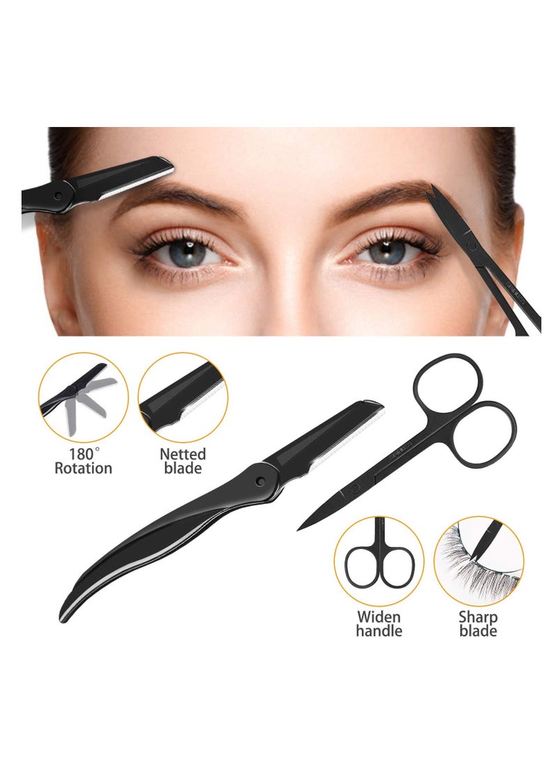 Barakah Eyebrow Kit, 8 in 1 Tweezers for Eyebrows, Professional Eyebrow Grooming Set include Stainless Steel Eyebrow Razor Eyebrow Brush Eyebrow Scissors Brown Eyebrow Pen with Travel Case - Image 4