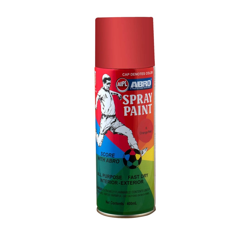 Abro SP-6 Multipurpose Colour Spray Paint Can (400ml, Orange Red) DIY Quick Drying for Metal, Wood, Walls, Automotive Cars and Bikes - Image 1