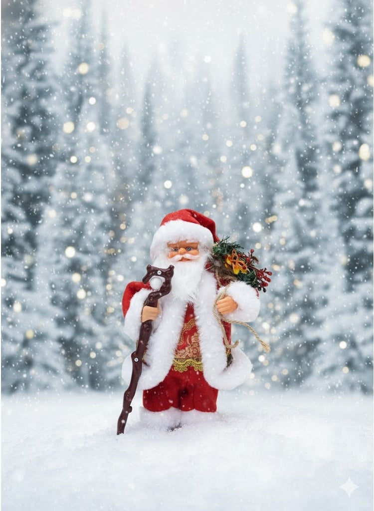 لعبة شخصية بابا نويل ماسك عصاية – لون أحمر – ديكور موسمي للمناسبات - Image 1