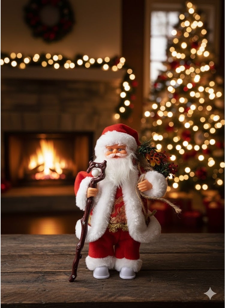 لعبة شخصية بابا نويل ماسك عصاية – لون أحمر – ديكور موسمي للمناسبات - Image 2