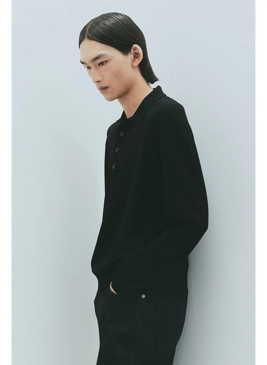 H&M Regular Fit Fine-Knit Polo Shirt