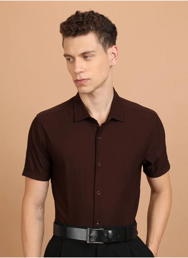 كيتش Slim Fit Spread Collar Casual Shirt