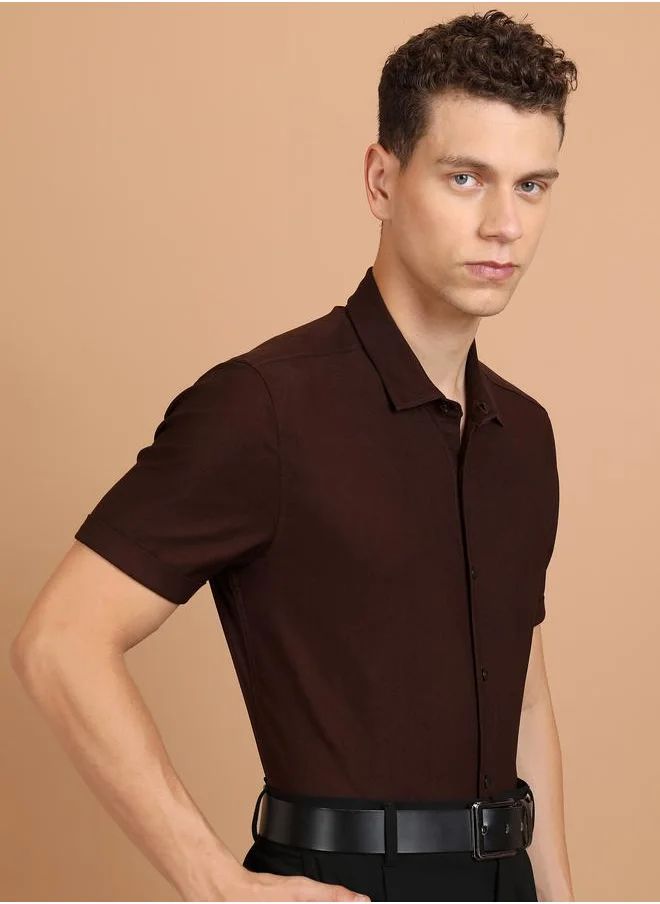Ketch Slim Fit Spread Collar Casual Shirt by Styli