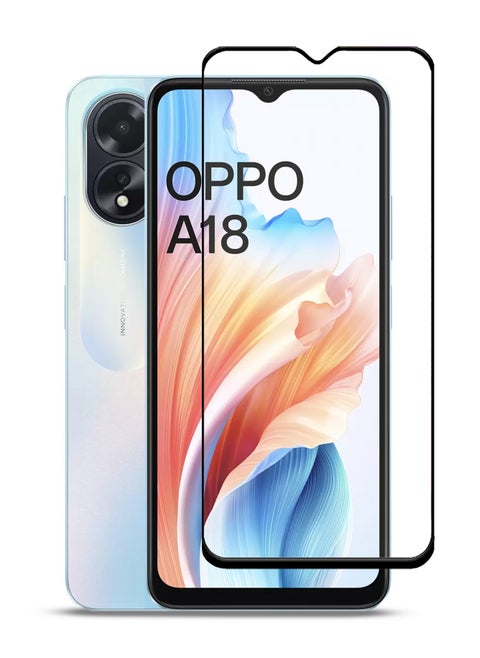 Oppo A18 Screen Protector - Edge to Edge Tempered Glass Screen Protector - Black, High Transparency, Delicate Touch, Anti-Explosion, Smooth Arc Edges, Easy Installation.