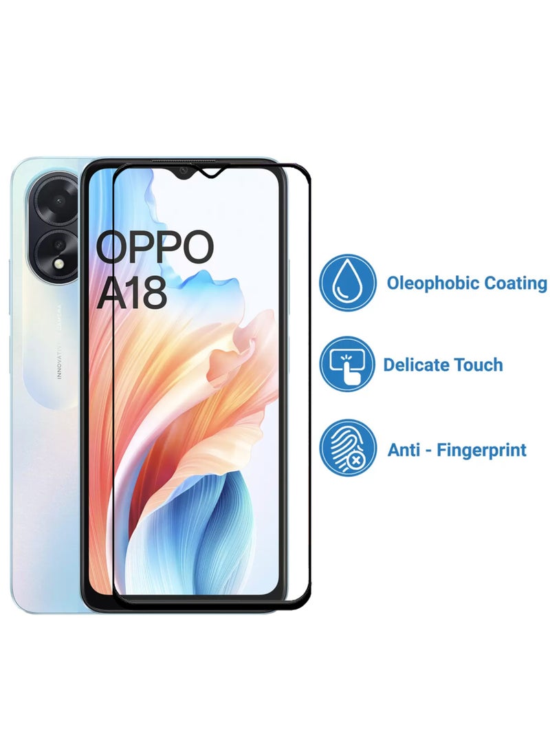 Oppo A18 Screen Protector - Edge to Edge Tempered Glass Screen Protector - Black, High Transparency, Delicate Touch, Anti-Explosion, Smooth Arc Edges, Easy Installation.