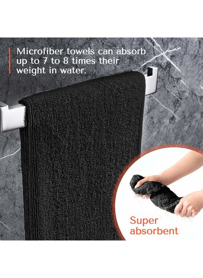 TASALON - Microfiber Hair Towel - 10 Pack - Salon Towels - Quick Dry Microfiber Towels - 29 x 16 Inches Ultra-Soft Microfiber Towel for Hair, Facial Towels with Soft Absorbant - Black - Image 1