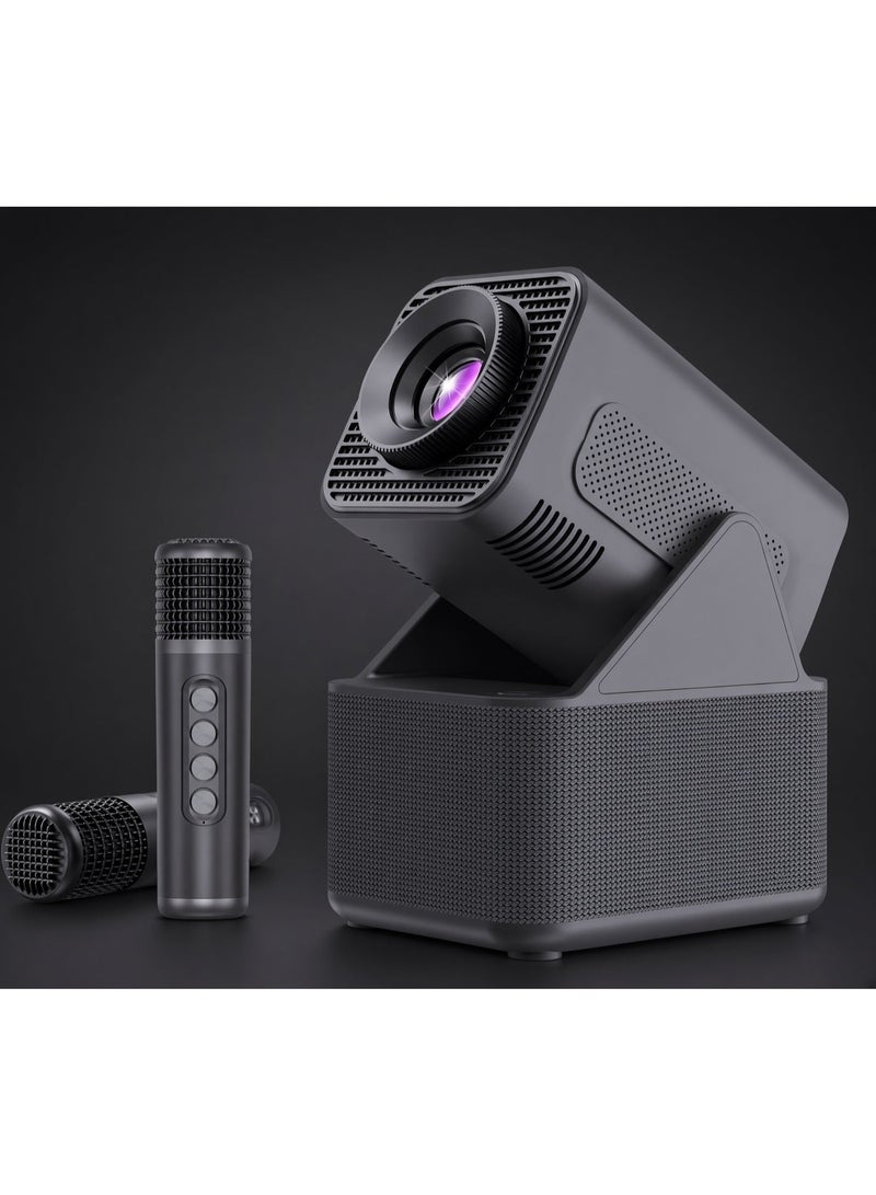Smartbarry HT31 3-in-1 Smart Projector with 4K Support 5G WiFi, Built-In Speaker & Dual Karaoke Microphones, Portable Home Cinema Projector for Movies, Gaming, Streaming, Karaoke & Family Entertainment - Image 5