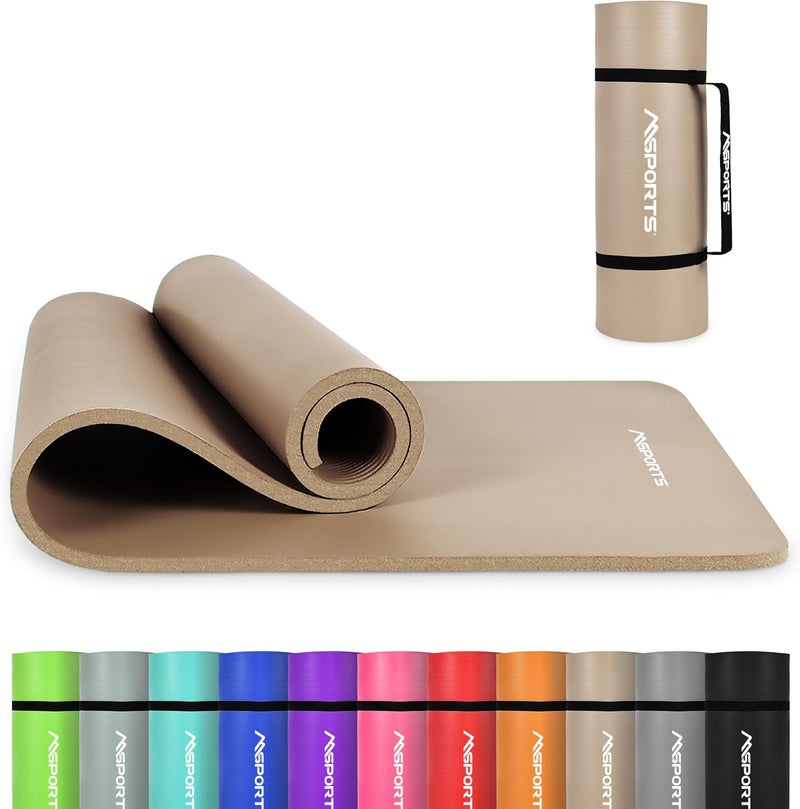 MSPORTS Yoga Mat Premium Non Slip Thick – Extra Comfortable Exercise Mat for Home Workouts, Pilates, Stretching & Gym – Cushioned NBR Foam, Gym Mat with Strap, for Women & Men - Image 1
